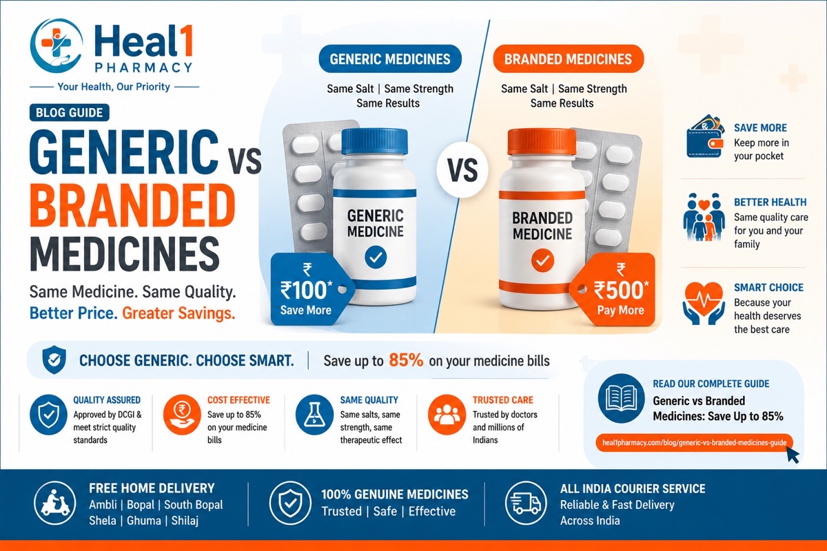 Generic Medicines in Ahmedabad Gujarat - Save Up To 85% | Heal1 Pharmacy