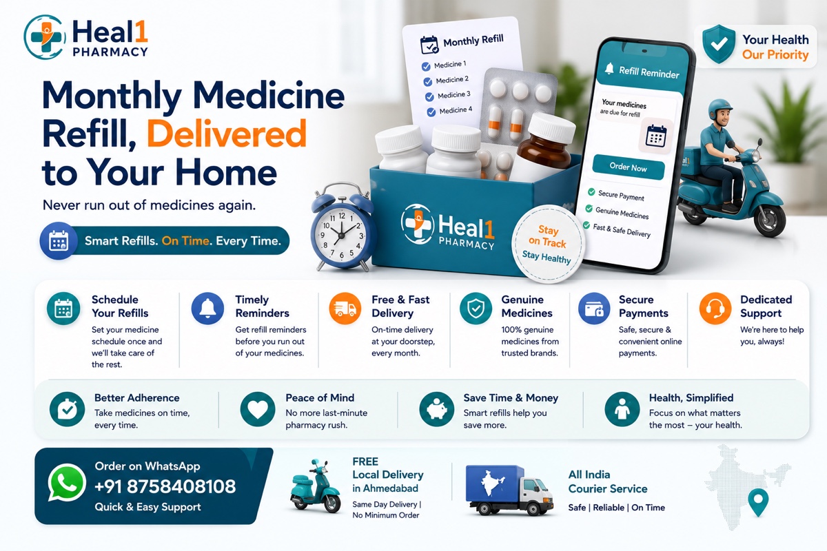 Monthly medicine refill and home delivery across India
